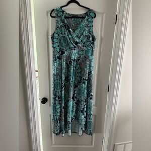 Lands' End Teal and Black Paisley Maxi Dress
